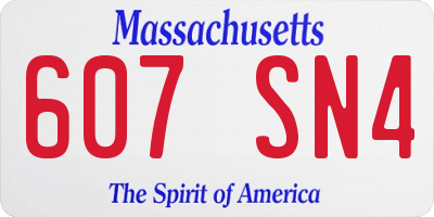 MA license plate 607SN4