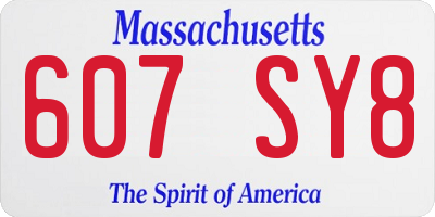 MA license plate 607SY8
