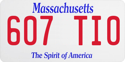 MA license plate 607TI0