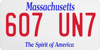 MA license plate 607UN7