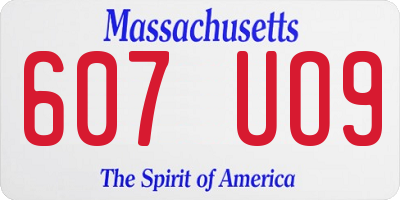 MA license plate 607UO9