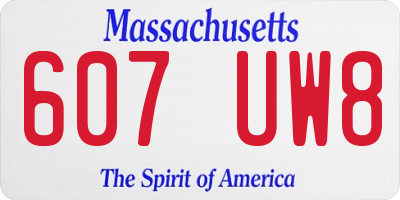 MA license plate 607UW8