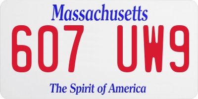 MA license plate 607UW9