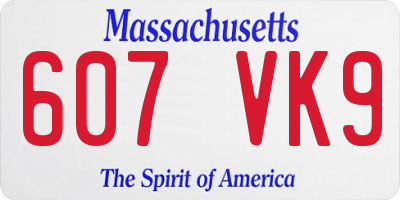 MA license plate 607VK9