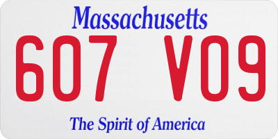 MA license plate 607VO9