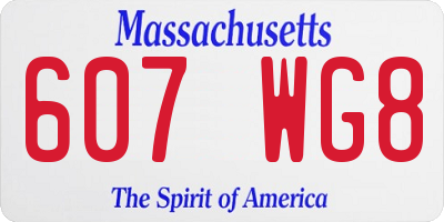 MA license plate 607WG8