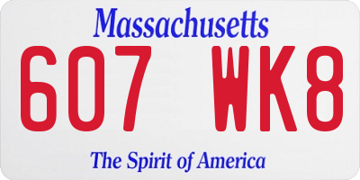 MA license plate 607WK8