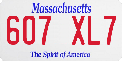 MA license plate 607XL7