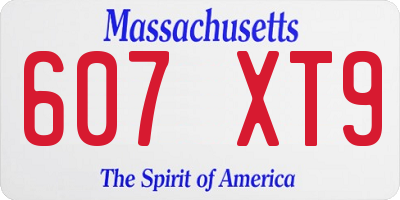 MA license plate 607XT9