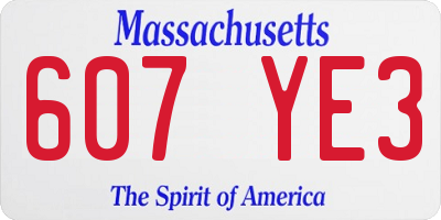 MA license plate 607YE3