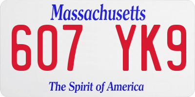 MA license plate 607YK9
