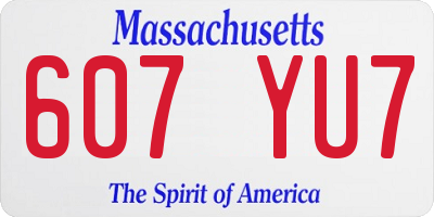MA license plate 607YU7