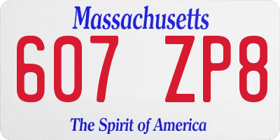 MA license plate 607ZP8