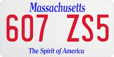 MA license plate 607ZS5