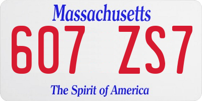 MA license plate 607ZS7
