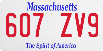 MA license plate 607ZV9