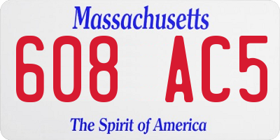MA license plate 608AC5