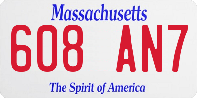 MA license plate 608AN7
