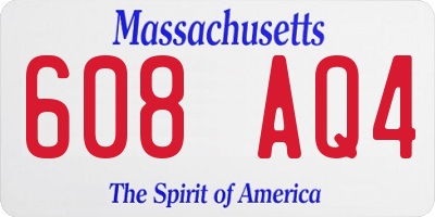 MA license plate 608AQ4