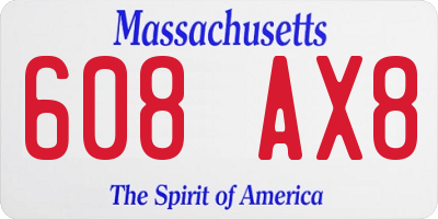 MA license plate 608AX8