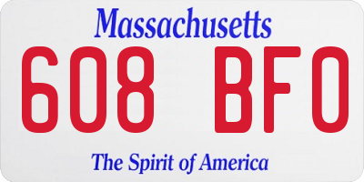 MA license plate 608BF0
