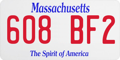 MA license plate 608BF2