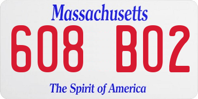 MA license plate 608BO2