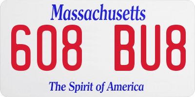MA license plate 608BU8