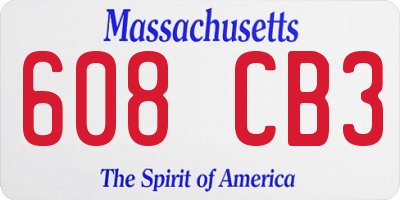 MA license plate 608CB3