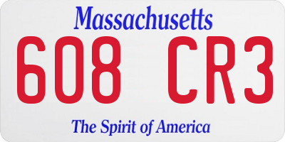 MA license plate 608CR3