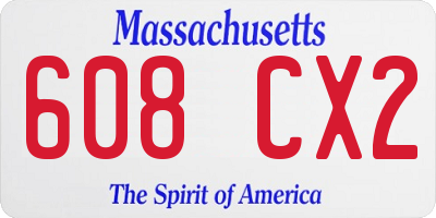 MA license plate 608CX2
