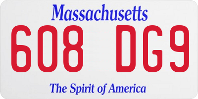 MA license plate 608DG9