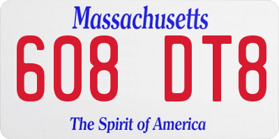 MA license plate 608DT8