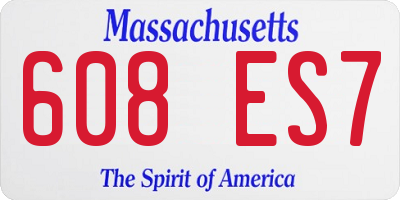 MA license plate 608ES7