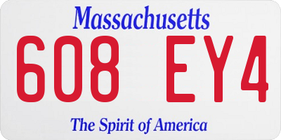 MA license plate 608EY4