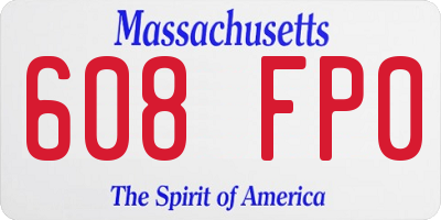 MA license plate 608FP0