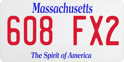 MA license plate 608FX2
