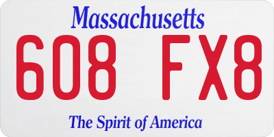 MA license plate 608FX8