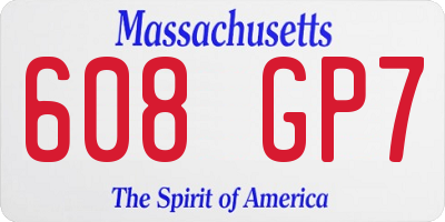 MA license plate 608GP7