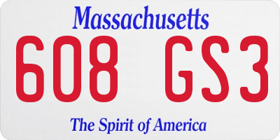 MA license plate 608GS3