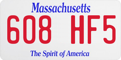 MA license plate 608HF5