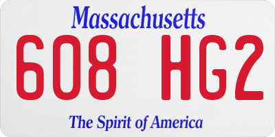 MA license plate 608HG2