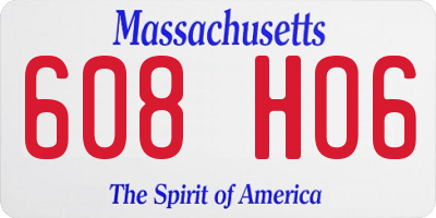 MA license plate 608HO6