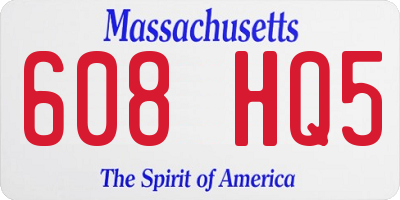 MA license plate 608HQ5