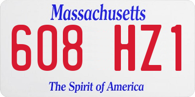 MA license plate 608HZ1