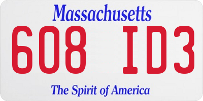MA license plate 608ID3