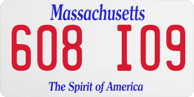 MA license plate 608IO9