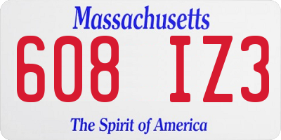 MA license plate 608IZ3