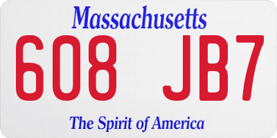 MA license plate 608JB7