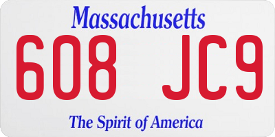 MA license plate 608JC9